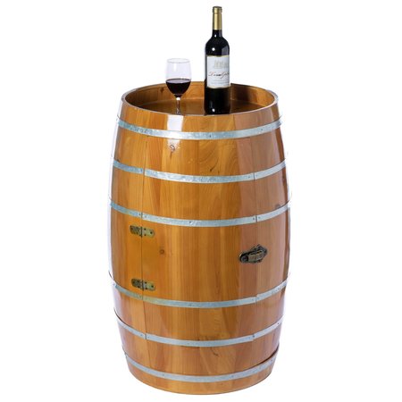 Vintiquewise Wooden Wine Barrel Shaped Wine Holder, Bar Storage Lockable Storage Cabinet QI003771